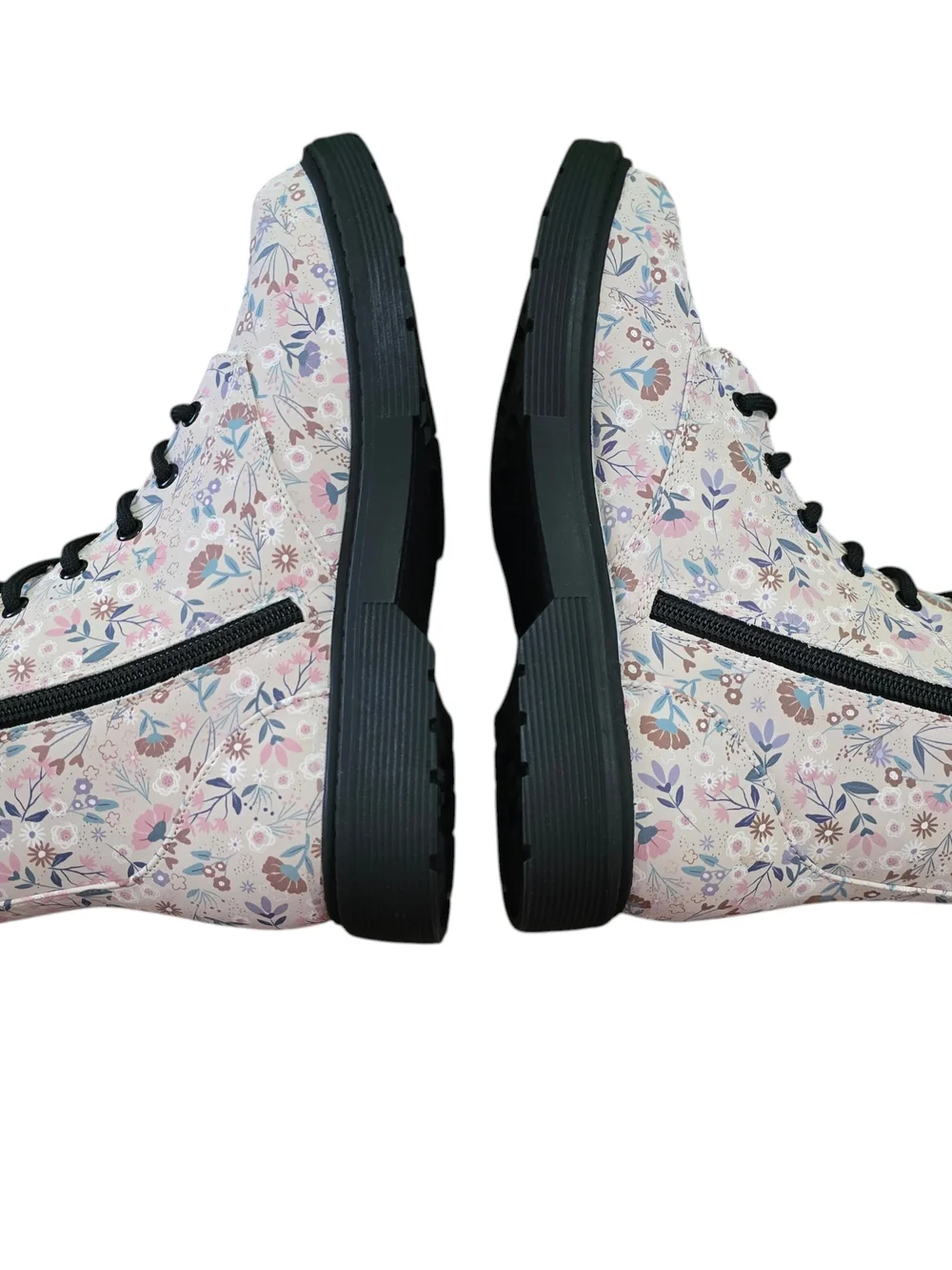 Art Class Girls Floral Combat Boots Size 5 NWT Pink Lace-Up Side Zip Boots